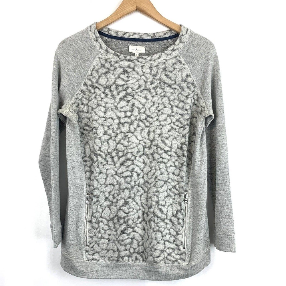 Lou & Grey animal print pocketed crewneck sweatshirt small